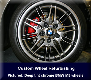 BMW M5 wheel with deep tint chrome